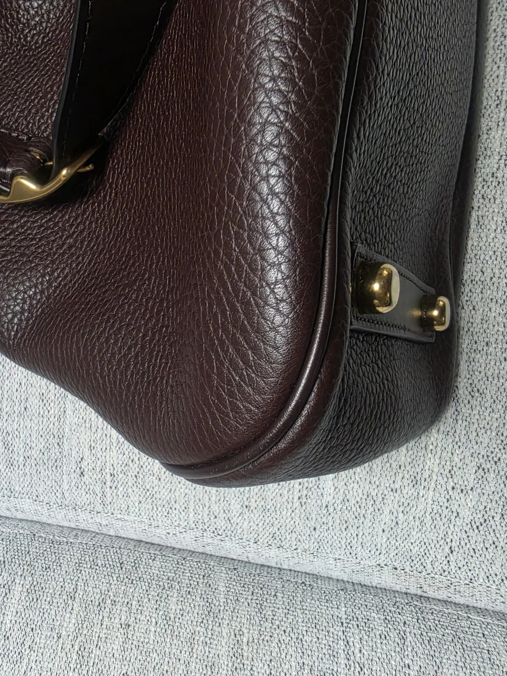 Coach Dark Brown Pebbled Leather Hobo with Gold Hardware